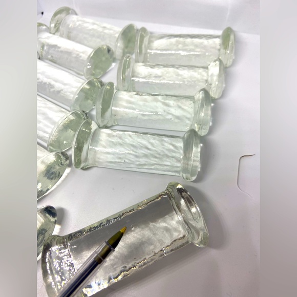11 Vintage Art Glass Knife Rests Clear Pressed Set Table Setting MCM Mid Century - Picture 4 of 4